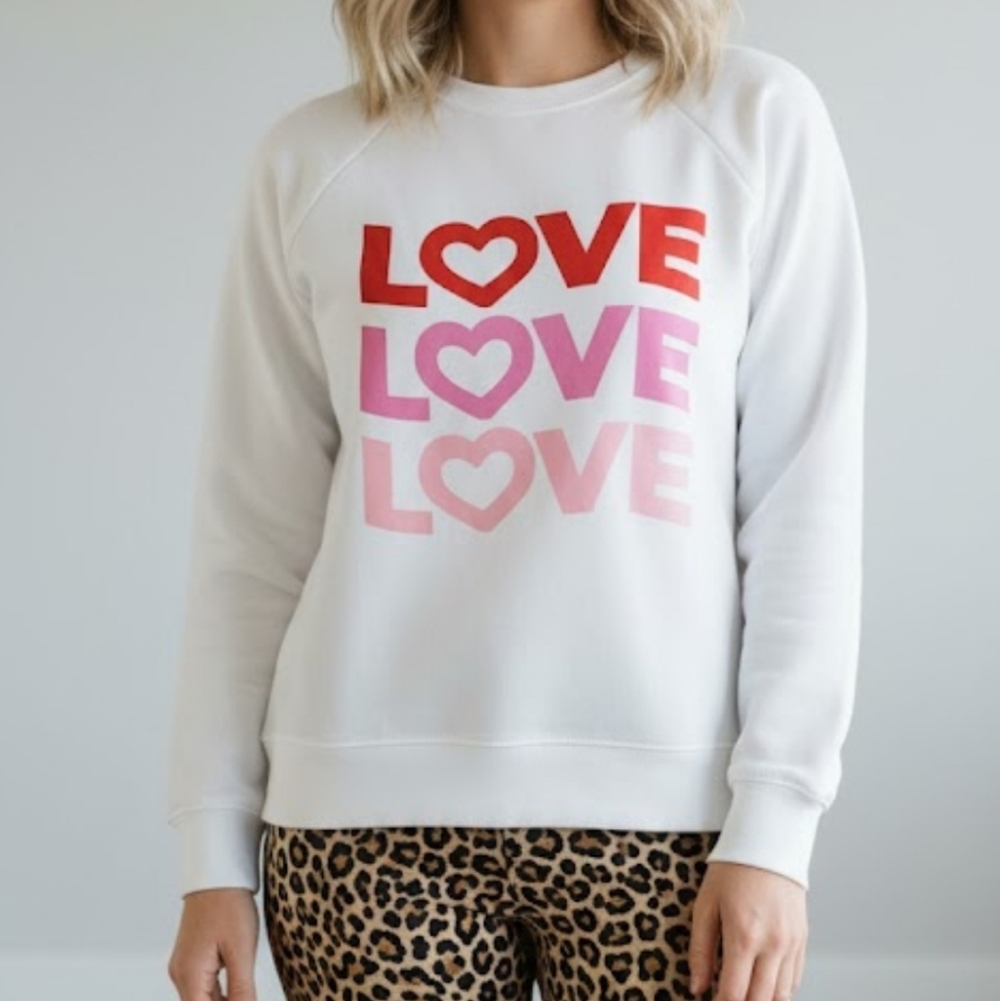 Valentine Sweater Love heart sweatshirt top size large workshop